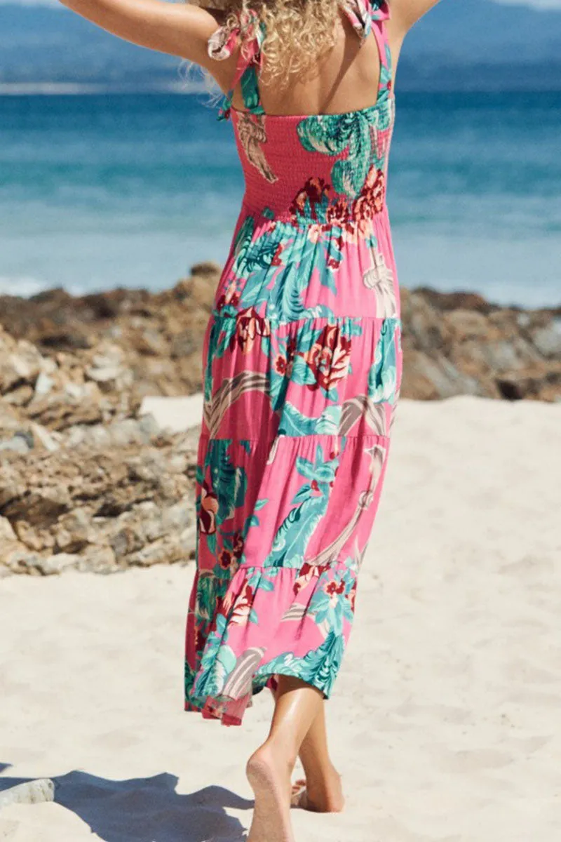 Stilla | Trendy Boho Print Kjole Med Fine Stropper
