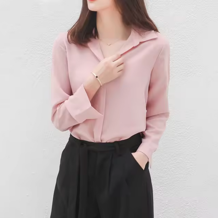 Stilla | Chiffon Bluse Med Lange Ærmer