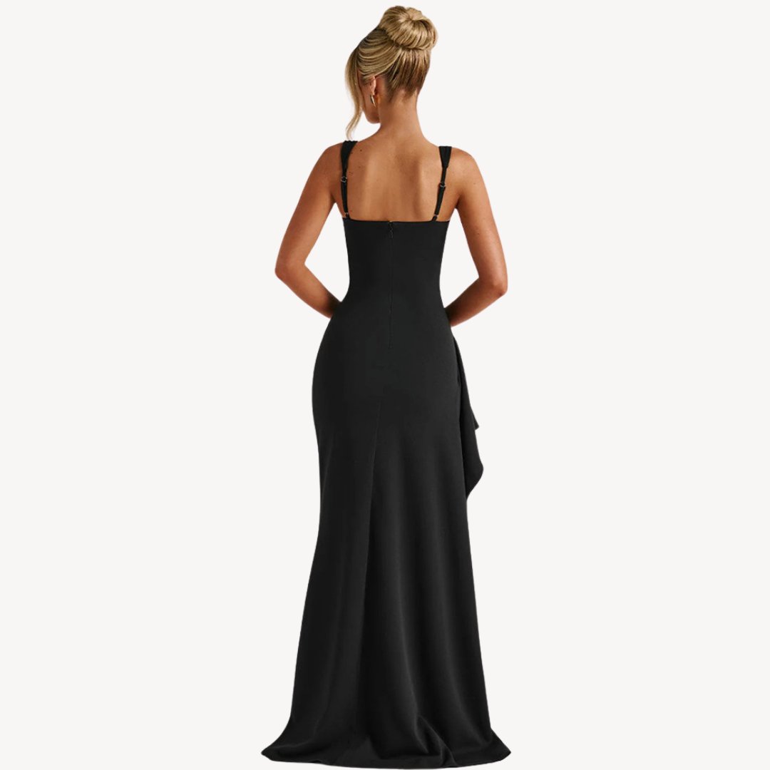Stilla | Kvinders Sorte Satin Slids Maxi Kjole
