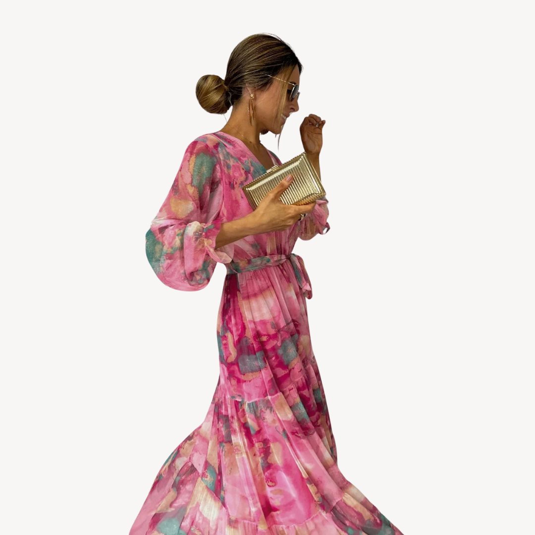 Stilla | Kvinders Chiffon Maxi Kjole Boho Wrap Aftenkjole