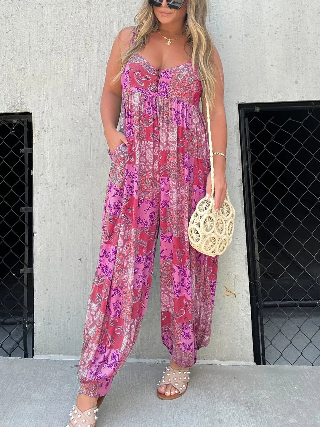Stilla | Casual Jumpsuit med Patchworktryk