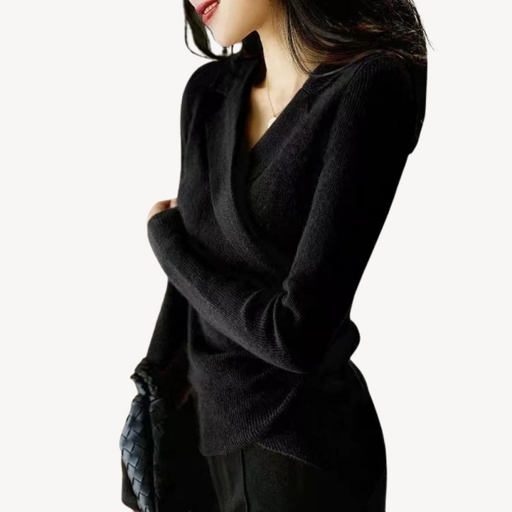 Stilla | Dame Strik-Wrap V-Udskæring Pullover