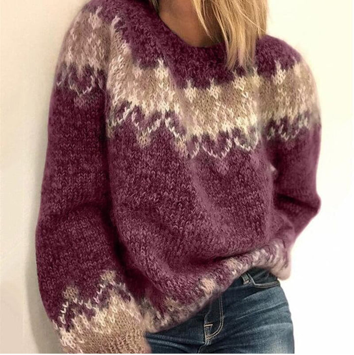 Stilla | Strikpullover Blød uldblanding Oversized-pasform Rund halsudskæring Nordisk mønster