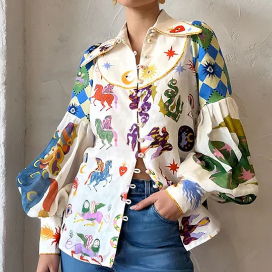 Stilla | Trykt Farverigt Top