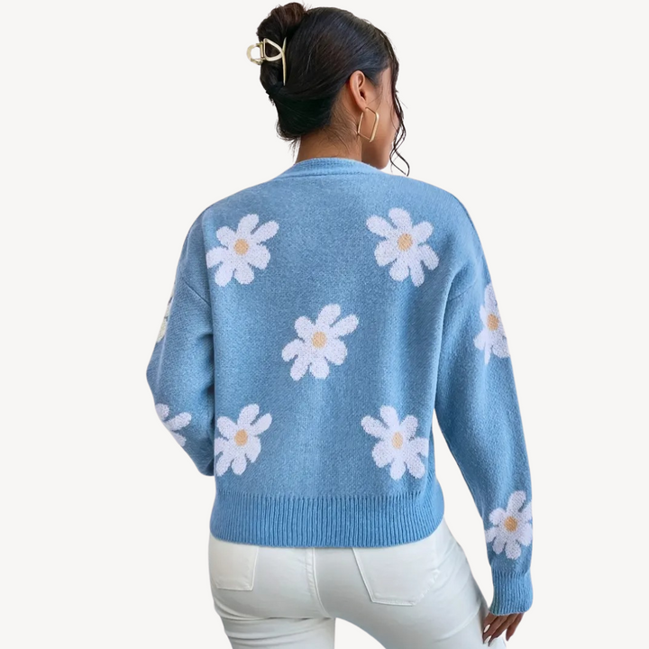 Stilla | Floral Knap-Front Cardigan til Kvinder