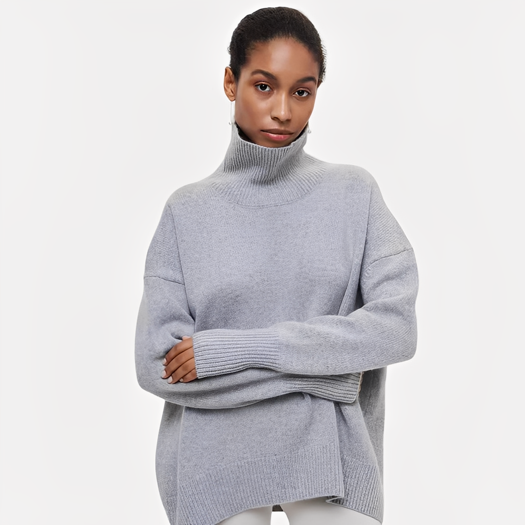 Stilla | Dame Sweater med Afslappet Snit og Høj Krave