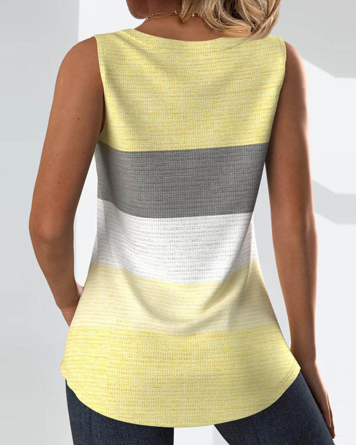 Stilla | Stribet tanktop med knapper og plisseringer