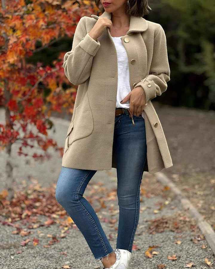 Stilla | Uld- og Cashmere Frakke med Sideknude