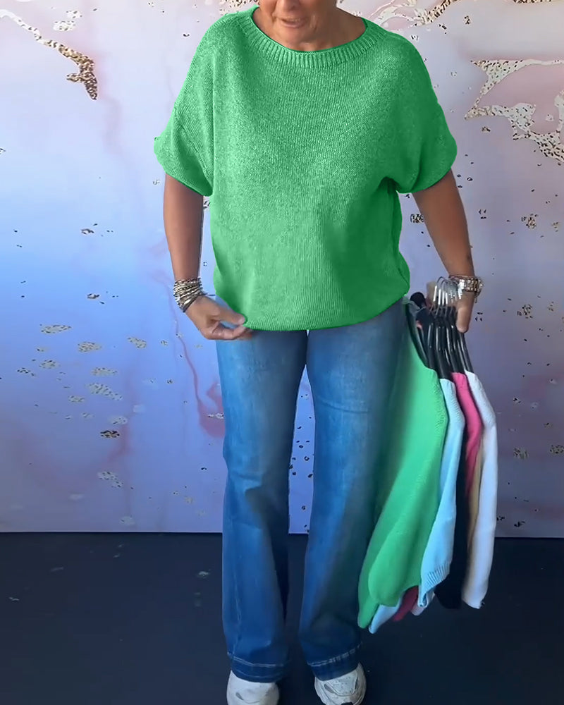 Stilla | Casual Løs Pullover med Rund Halsudskæring og Ensfarvet
