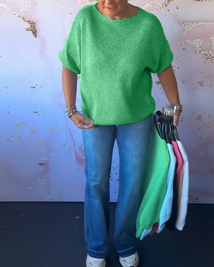 Stilla | Casual Løs Pullover med Rund Halsudskæring og Ensfarvet