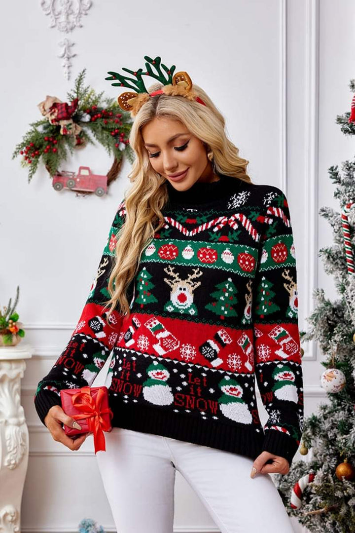 Stilla | Høj Hals Jul Snemand Broderi Pullover