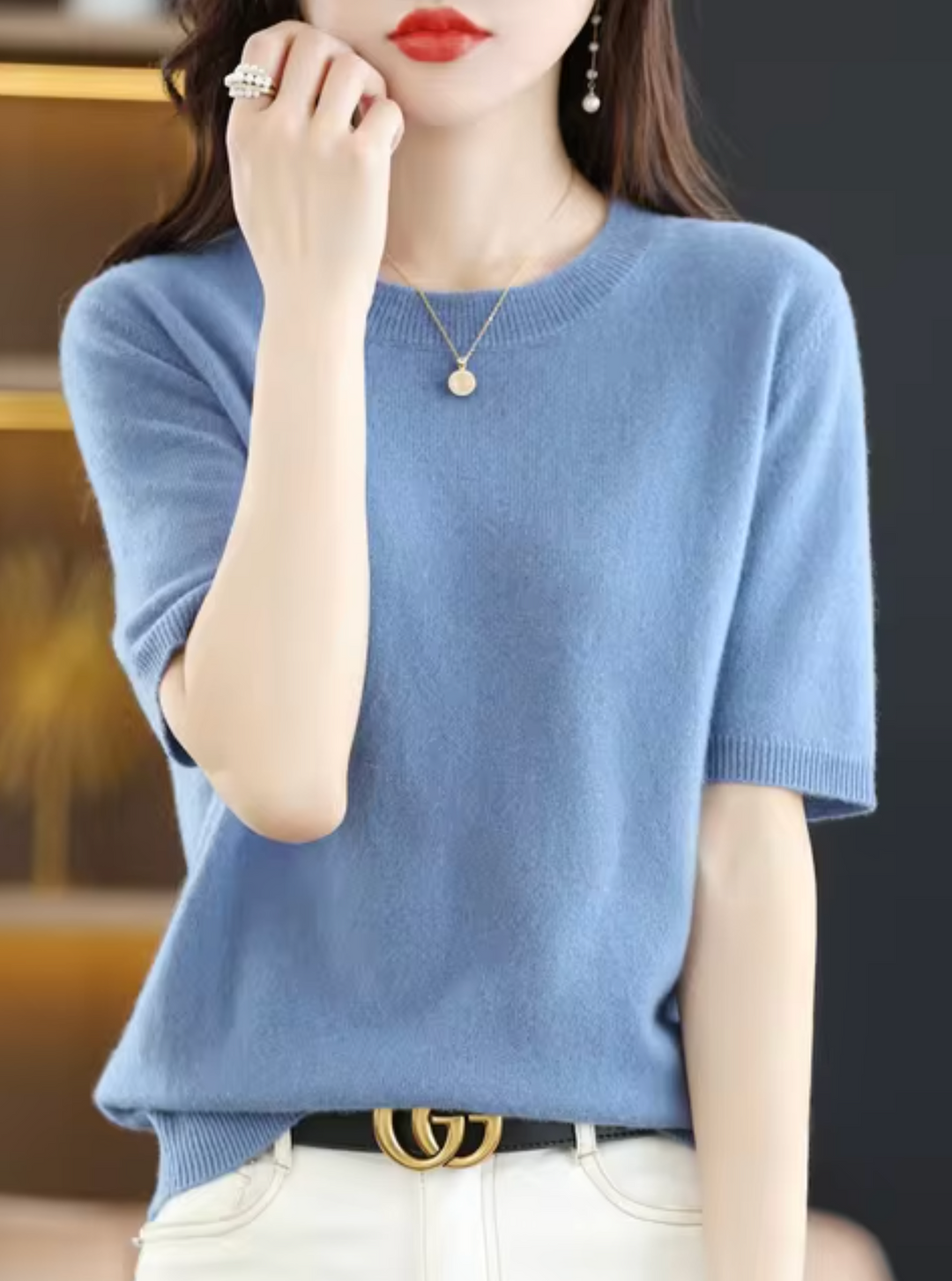 Stilla | Kortærmet Sweater I Uld Og Cashmere