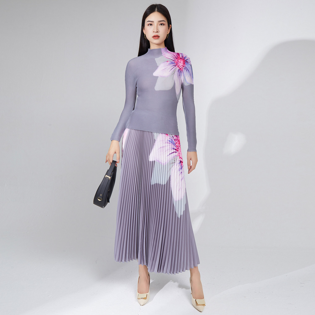 Stilla | Plisseret Blomstret Nederdel Med Top