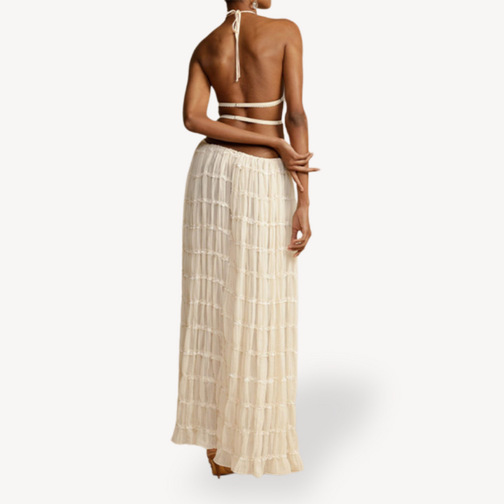 Stilla | Kvinders Ruffle Chiffon 2 delt Sæt Elegant Sommeroutfit