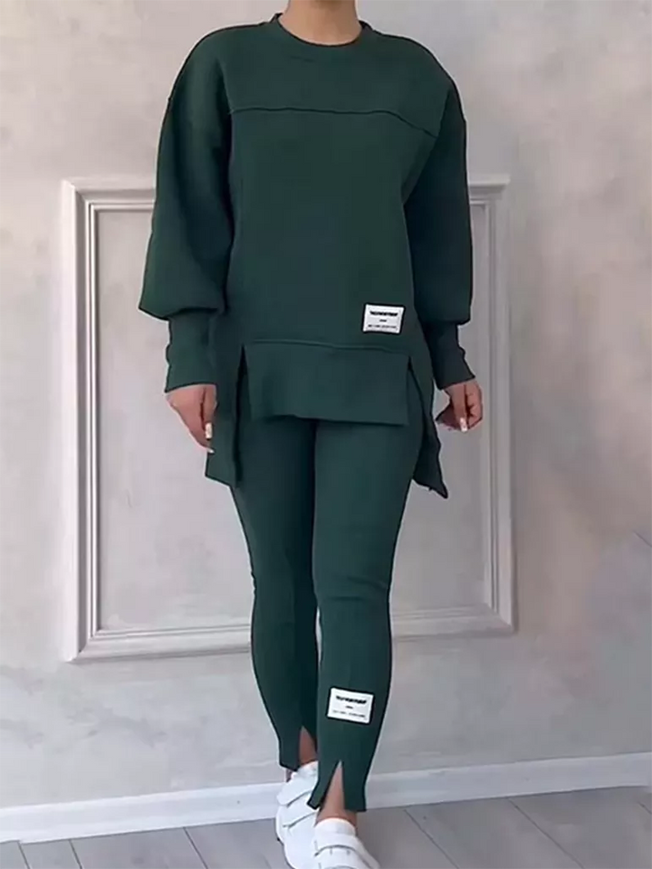 Stilla | Elegant sweater med patchwork og leggings sæt Ideel til vinteren