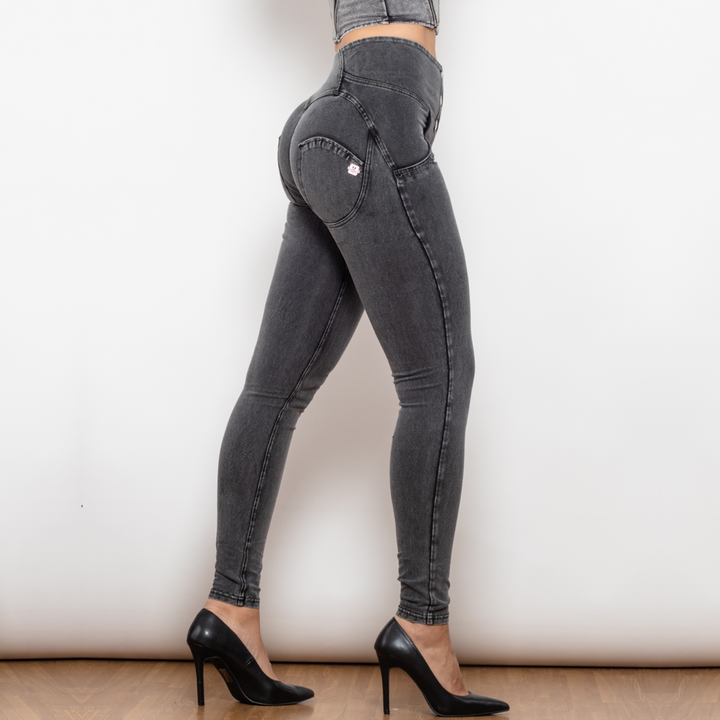 Stilla | Grå Stramme Jeans Med Høj Talje