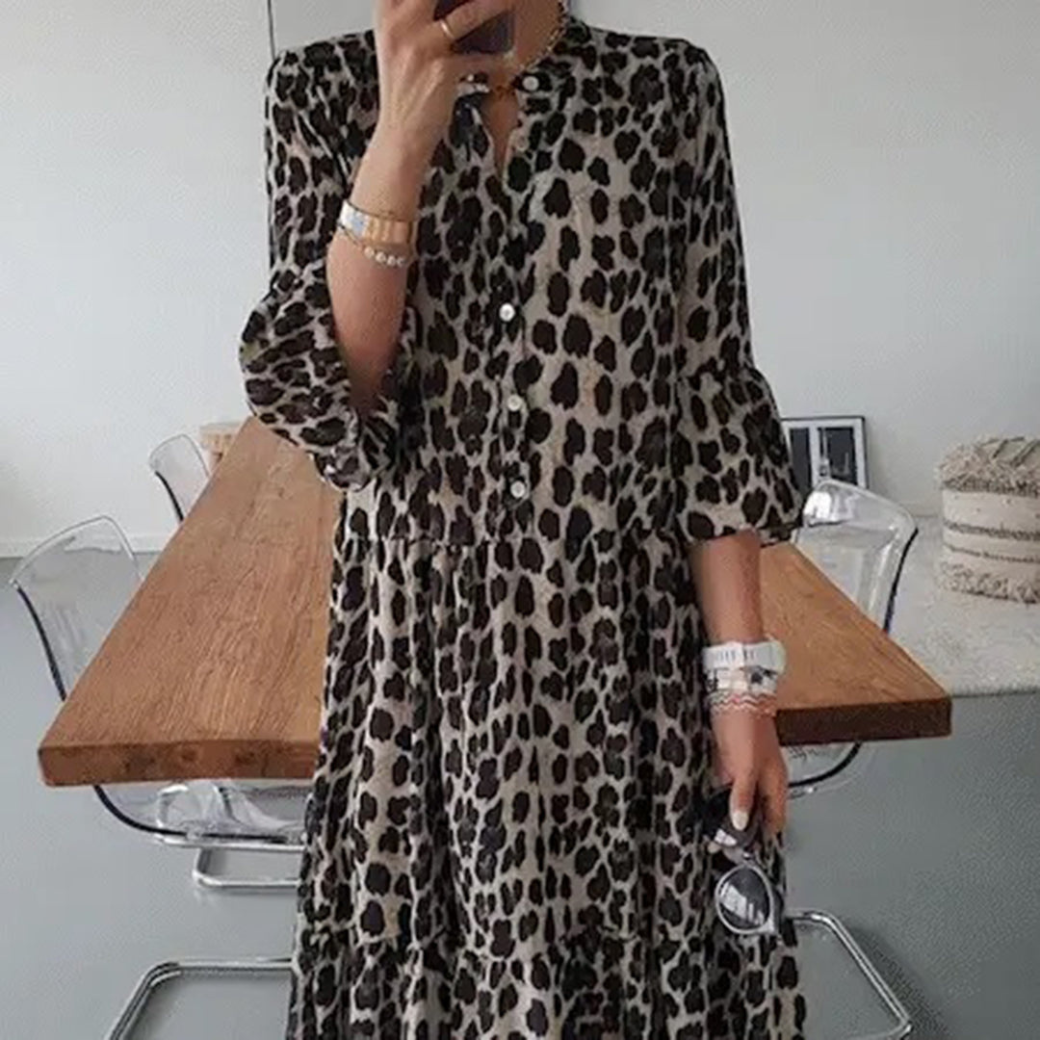Stilla | Dame skjorte kjole i leopardmønster