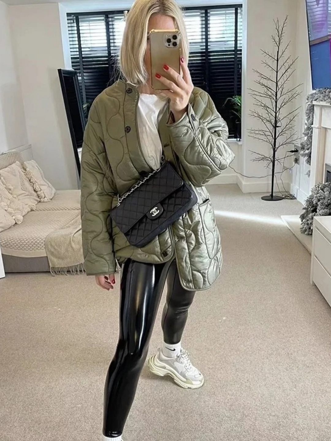 Stilla | Trendy Olivgrøn Oversized Steppjakke til et stilfuldt look Ideel til efterår/vinter