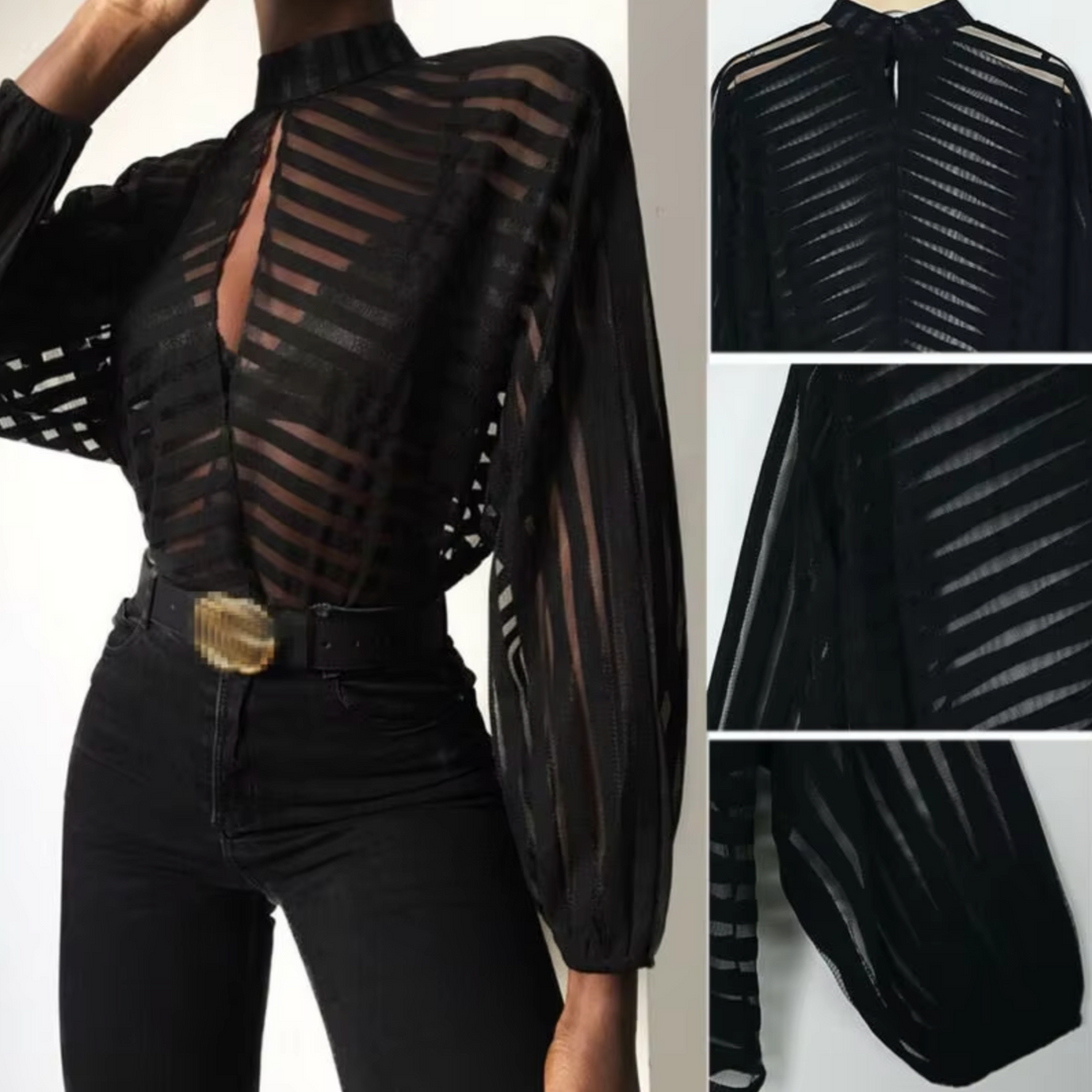 Stilla | Elegant Strikbluse Med Lange Ærmer