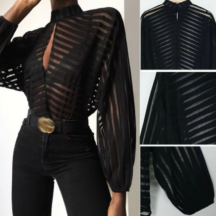 Stilla | Elegant Strikbluse Med Lange Ærmer