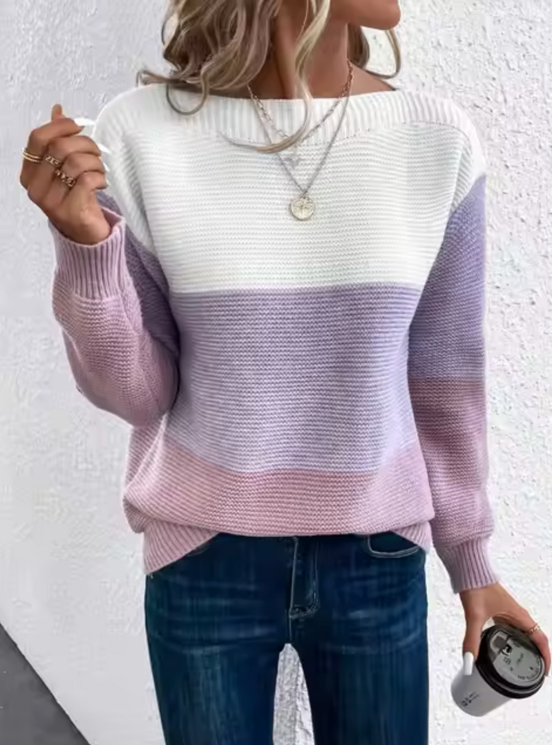 Stilla | Trefarvet Strikket Pullover