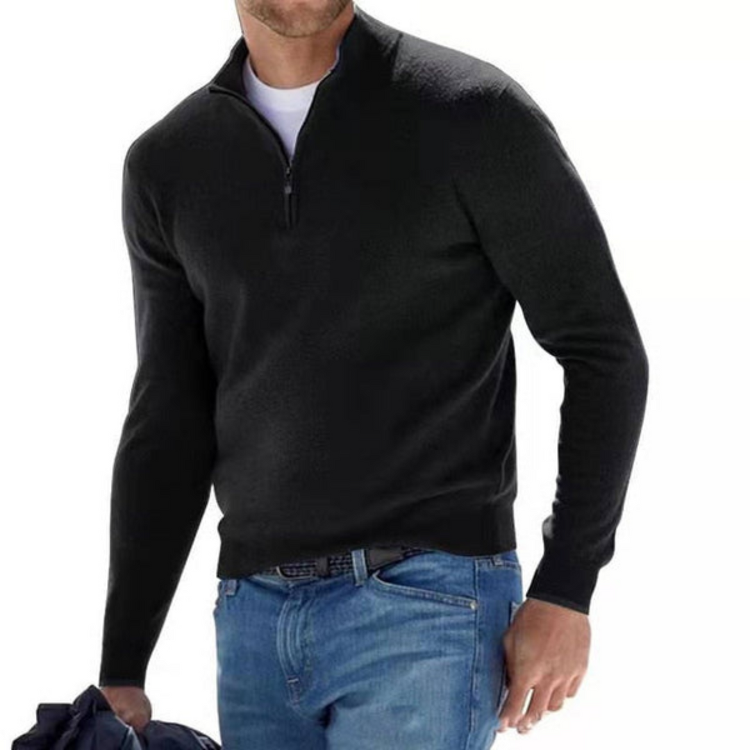 Stilla | Merino V-hals sweater med lynlås