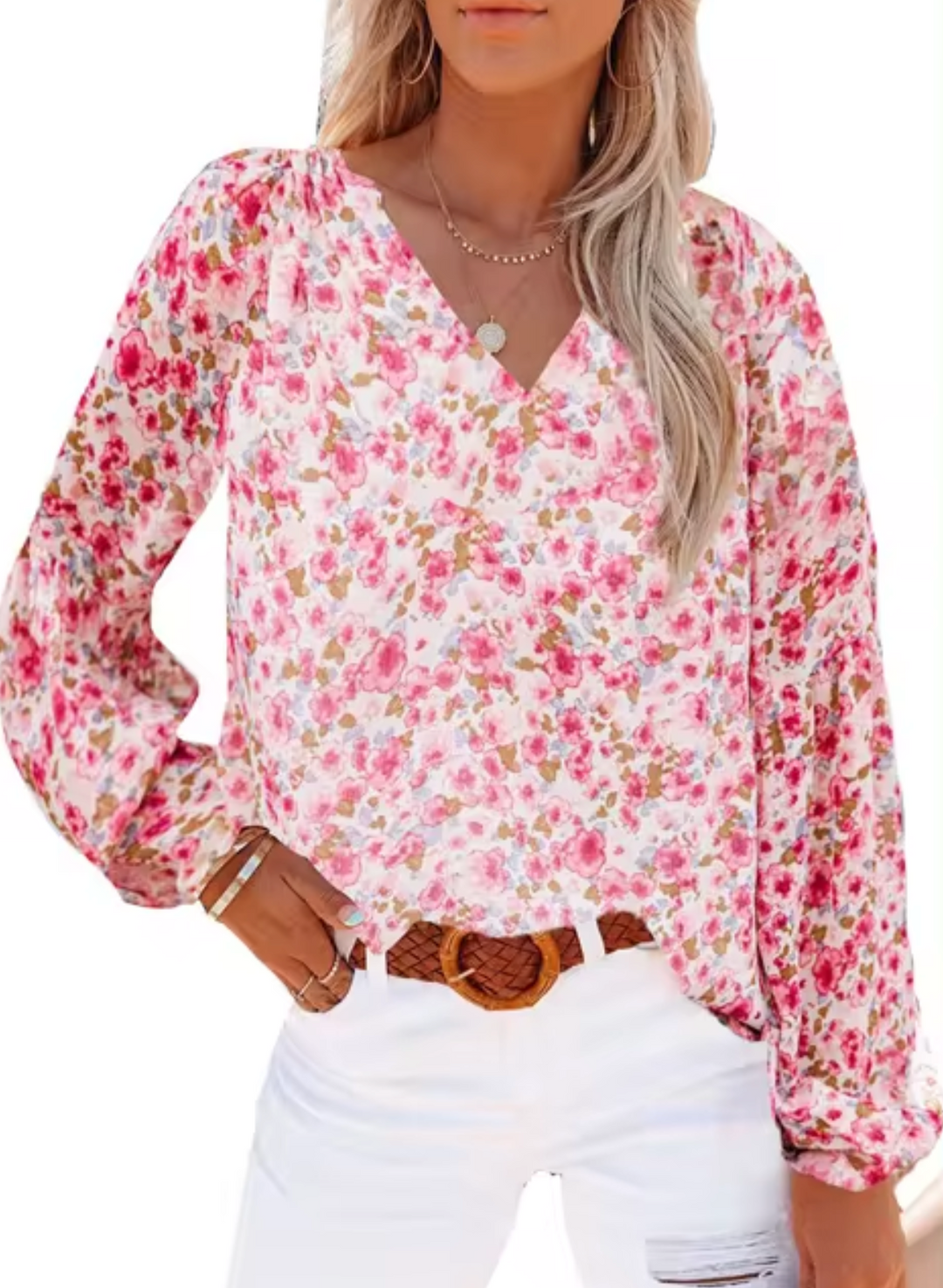 Stilla | Bluse i chiffon med blomsterprint