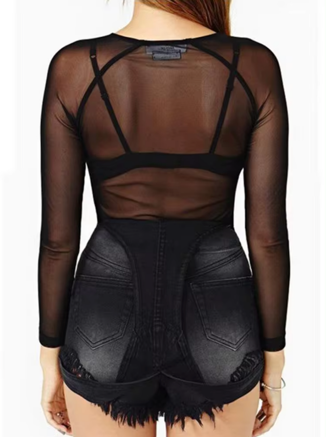 Stilla | Transparent Bluse Med Lange Ærmer Af Mesh Gewebe