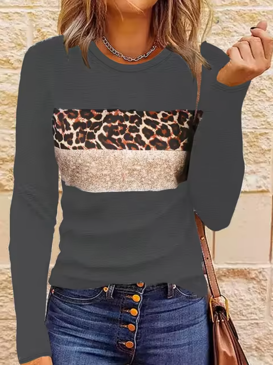 Stilla | Langærmet T-shirt med leopardmønster