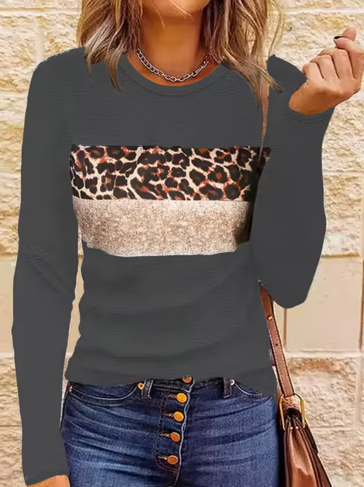 Stilla | Langærmet T-shirt med leopardmønster