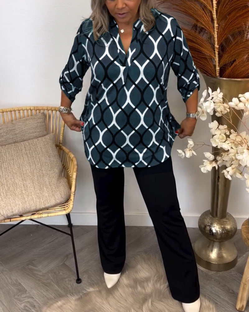 Stilla | Afslappet Bluse med Lange Ærmer og Print