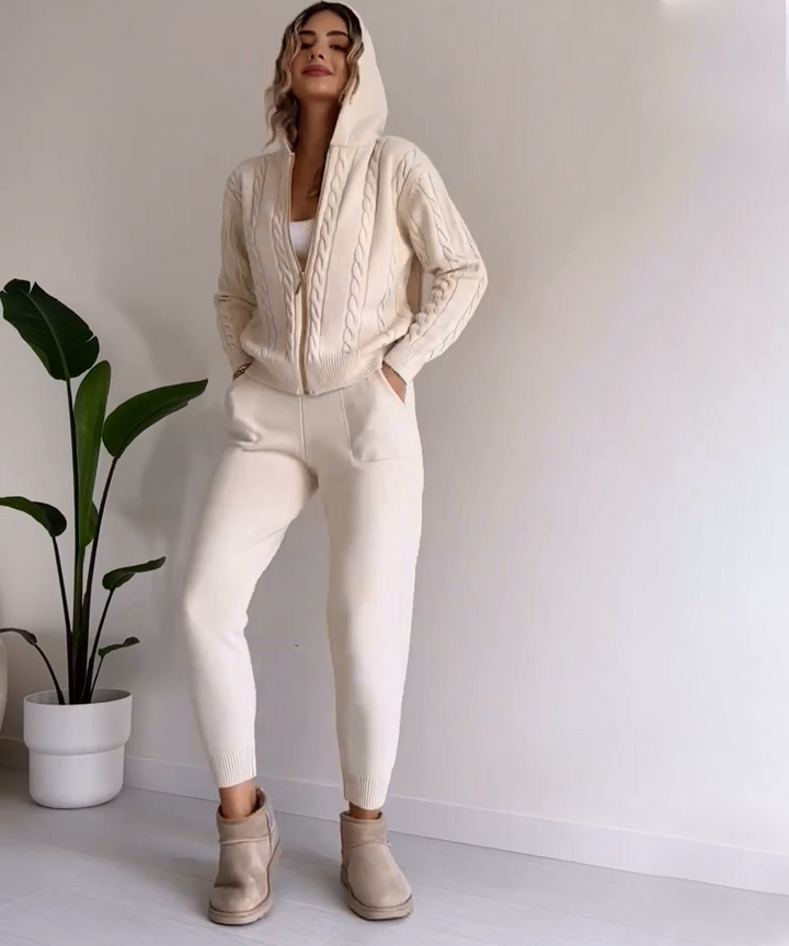 Stilla | To-delt sæt med cardigan og casual jacquard-strikpullover