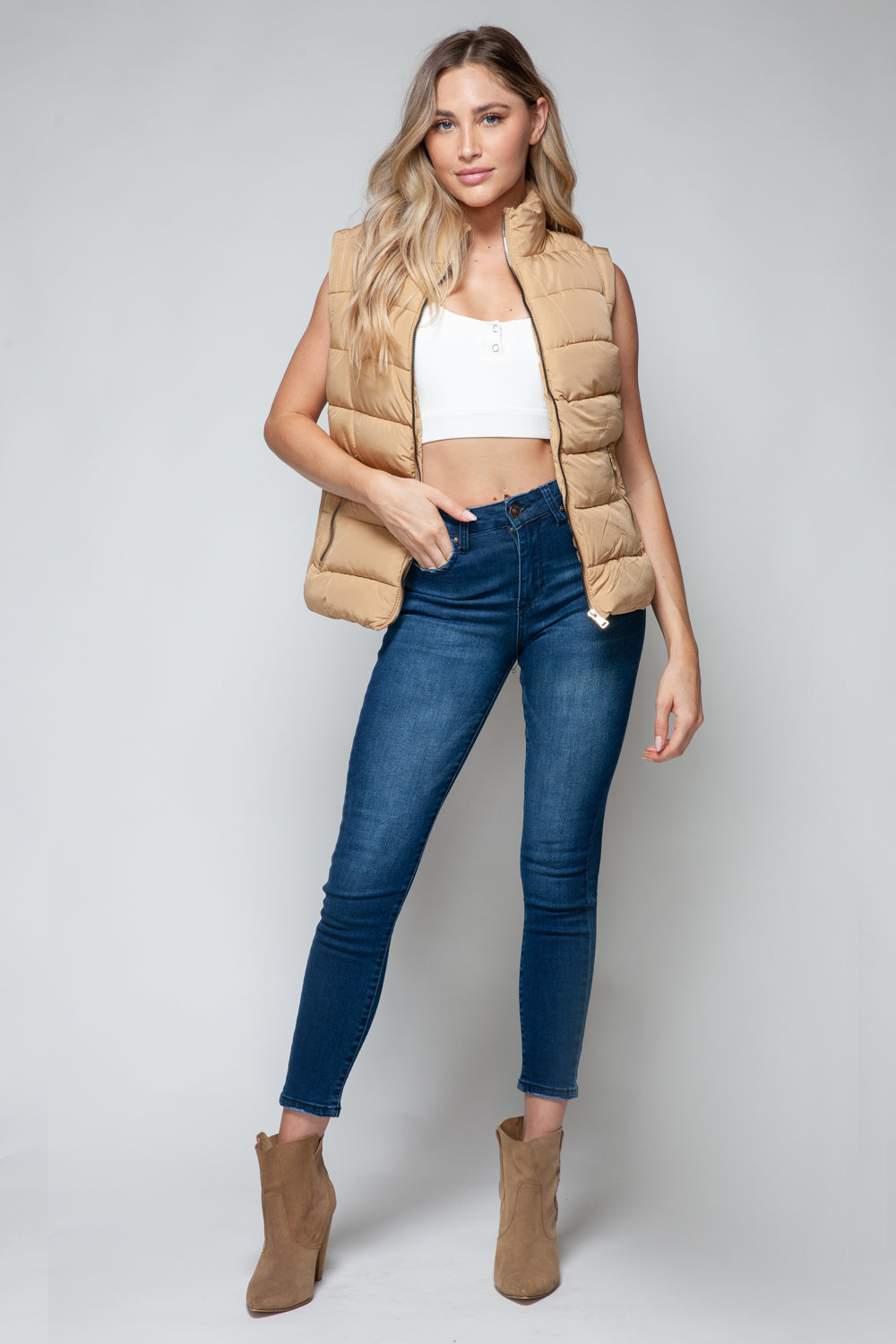 Stilla | Zip Up Turtleneck Vest med Lommer