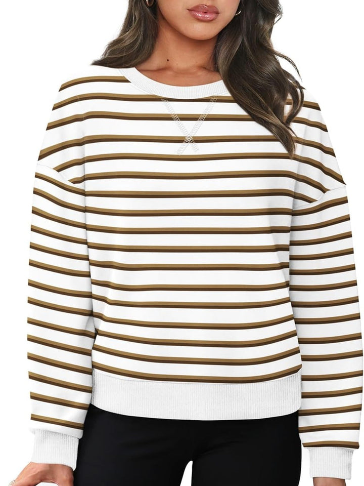 Stilla | Langærmet Stribet Sweatshirt Med Rund hals Lovelet