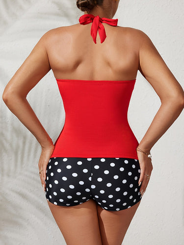 Stilla | Retro Tankini Sæt to Delt Damesvømmetøj Med Opstrammende Effekt På Maven Og Shorts
