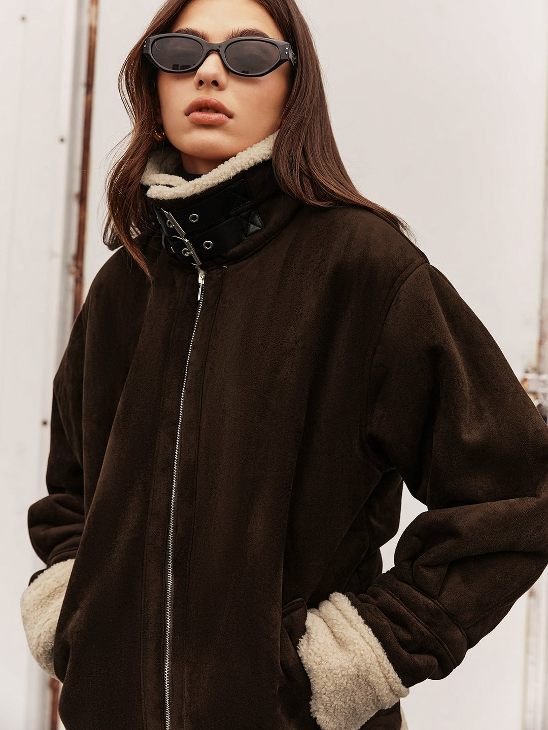 Stilla | Vintage Brown Fleece-Foret Jakke med En Afslappet Fit