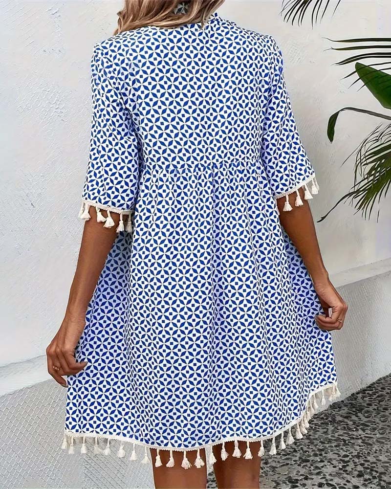 Stilla | Mini Kjole Med Korte Ærmer Blå Groovy