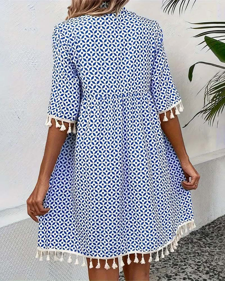 Stilla | Mini Kjole Med Korte Ærmer Blå Groovy