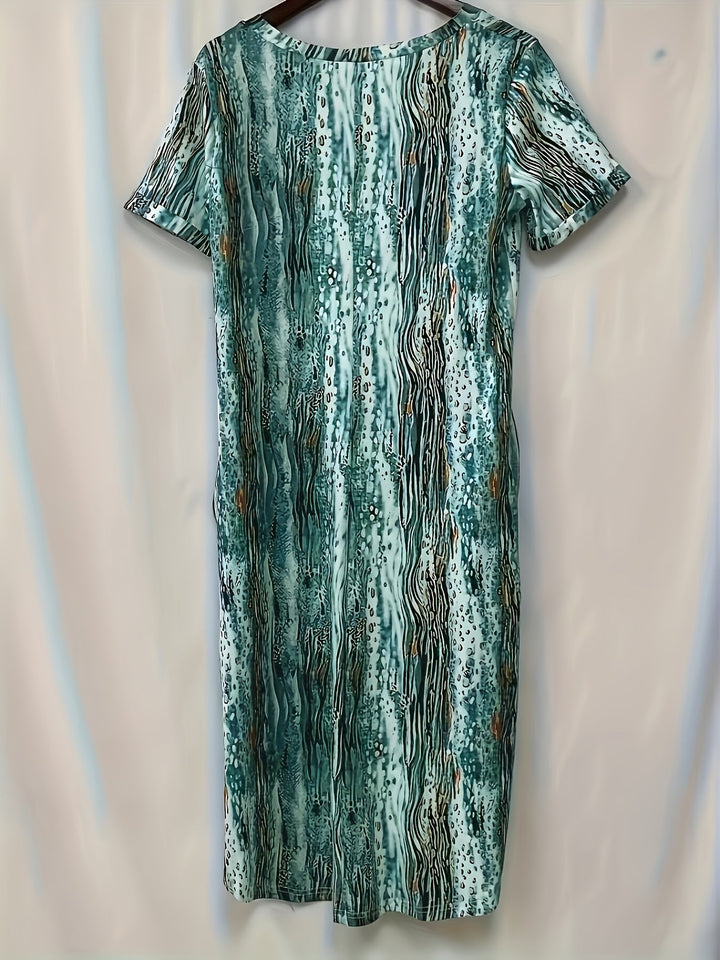 Stilla | Dame Midi Kjole Striber Plus Size Med Lommer Elegant, Sommerlig