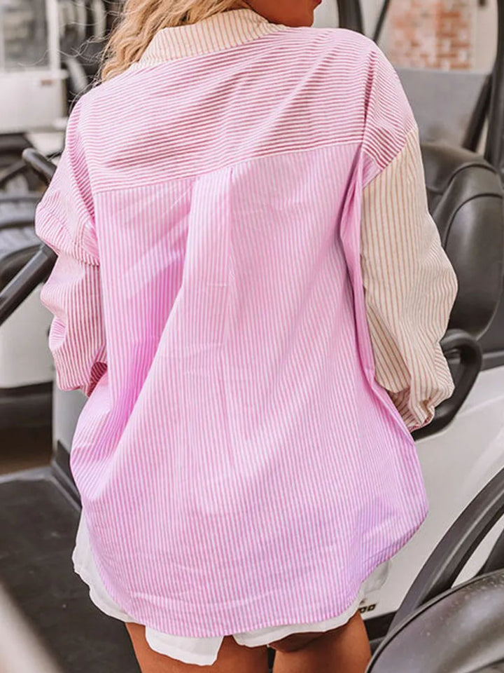 Stilla | Størrelse Oversize Stribet Bluse Med Lange Ærmer