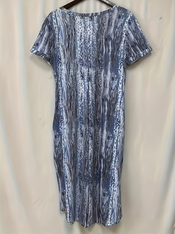 Stilla | Dame Midi Kjole Striber Plus Size Med Lommer Elegant, Sommerlig