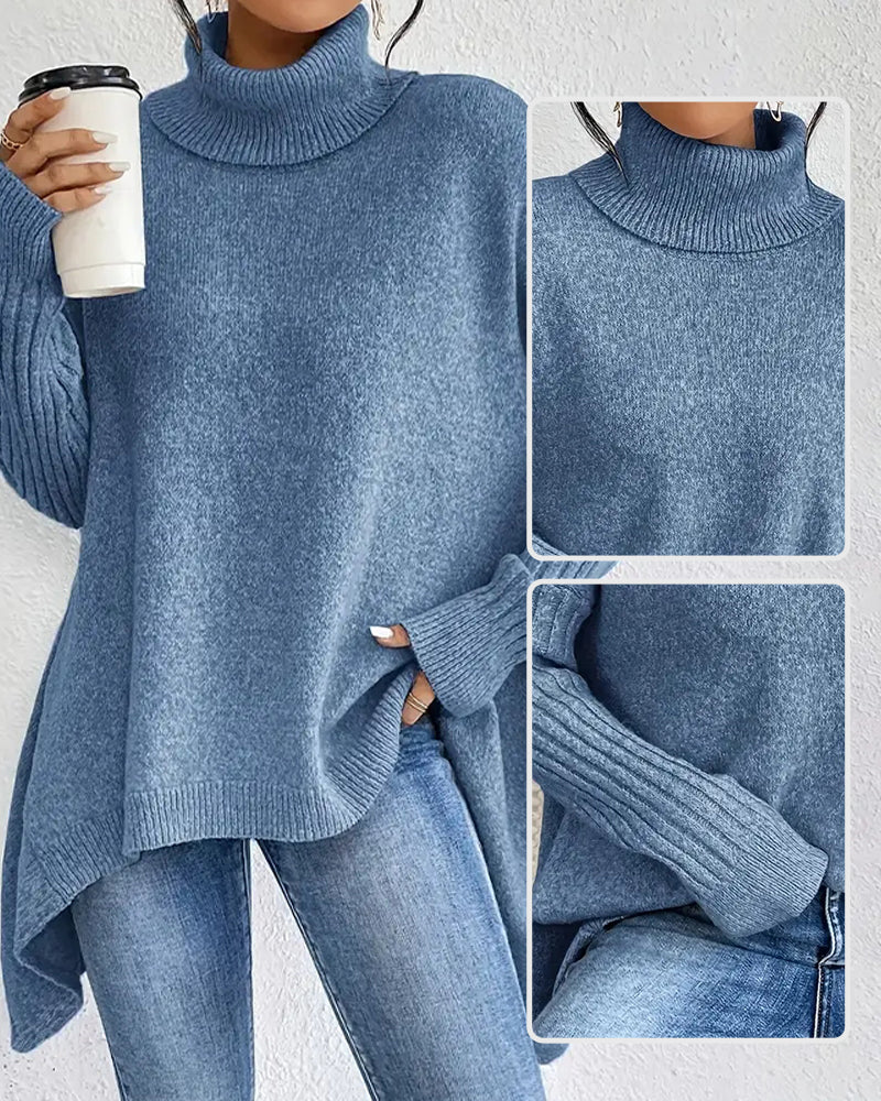 Stilla | Pullover med Høj Krave og Asymmetrisk Snit