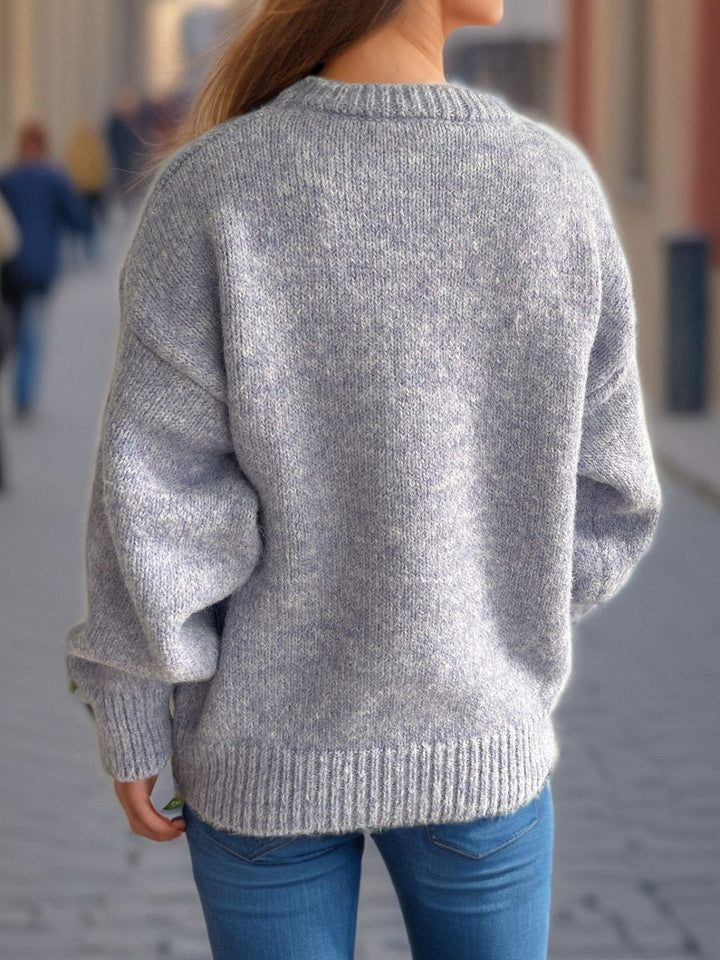 Stilla | Strikpullover med Rundhals og Lange Ærmer