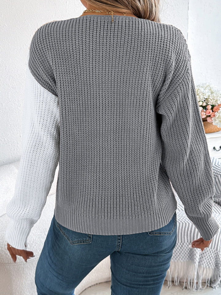 Stilla | Pullover med V-hals og lange ærmer i to farver