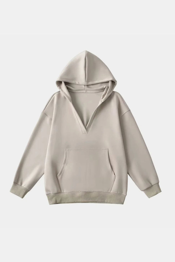 Stilla | Basic Bae Air Scuba Hættepullover Med Lange Ærmer og Kængurulomme
