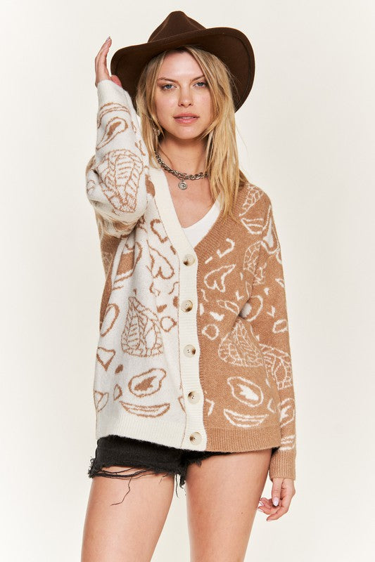 Stilla | Paisley Farveblok Cardigan