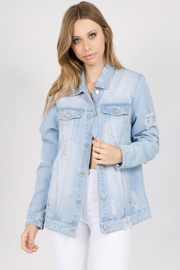 Stilla | Bazi Bogmærke Patcher Slidt Denim Jakke