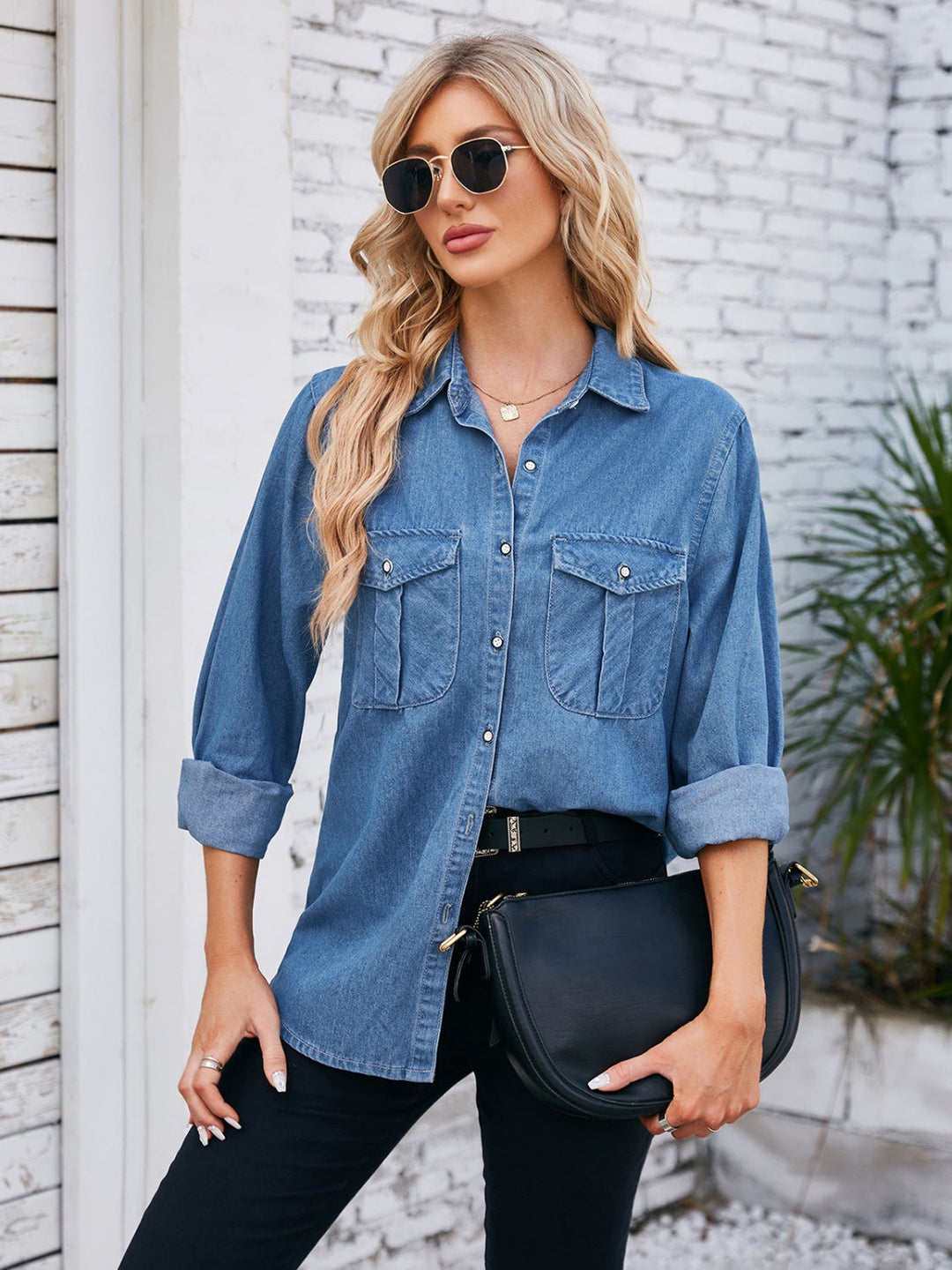 Stilla | Opkravede Hals Denim Jakke