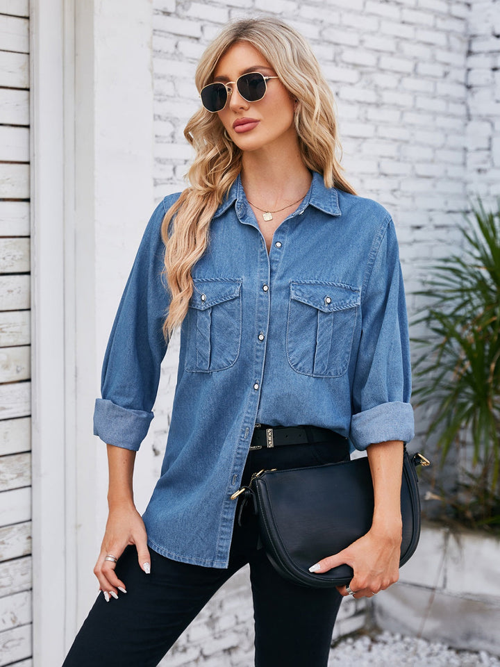 Stilla | Opkravede Hals Denim Jakke