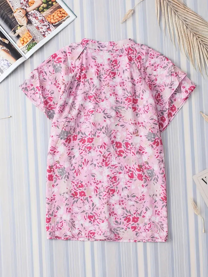 Stilla | Bluse med blomstermotiv og volanger